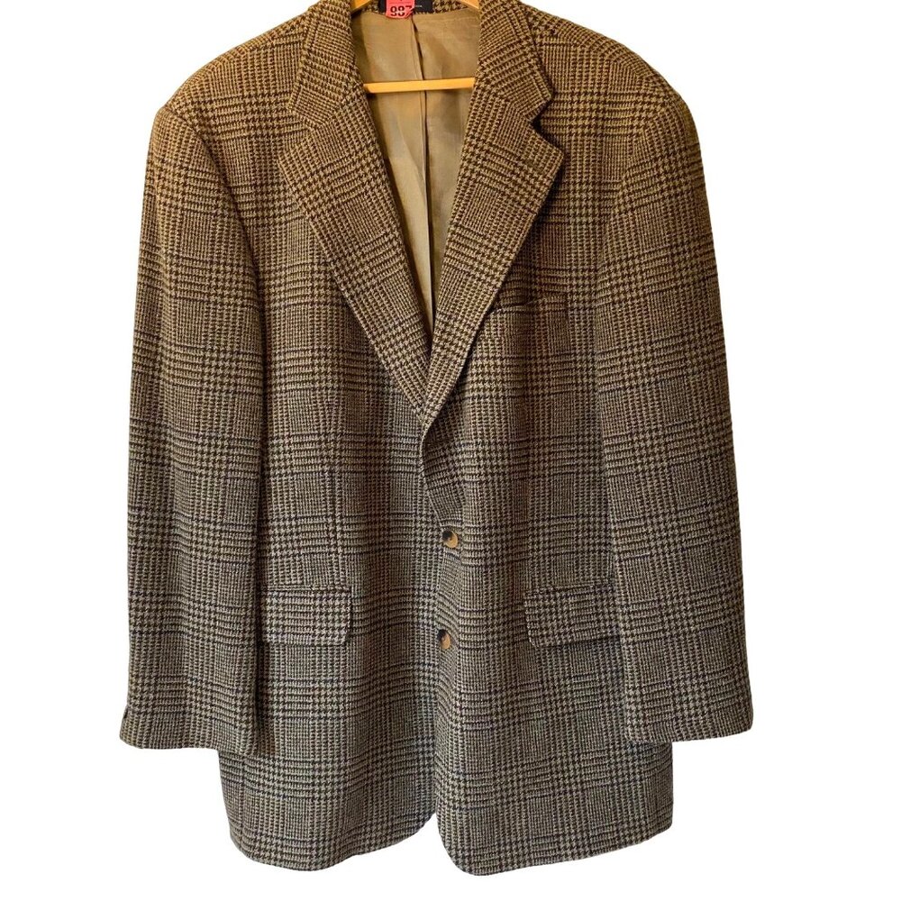 Ralph Lauren brown‎ wool tweed sport jacket blazer 3 buttons office men 44T